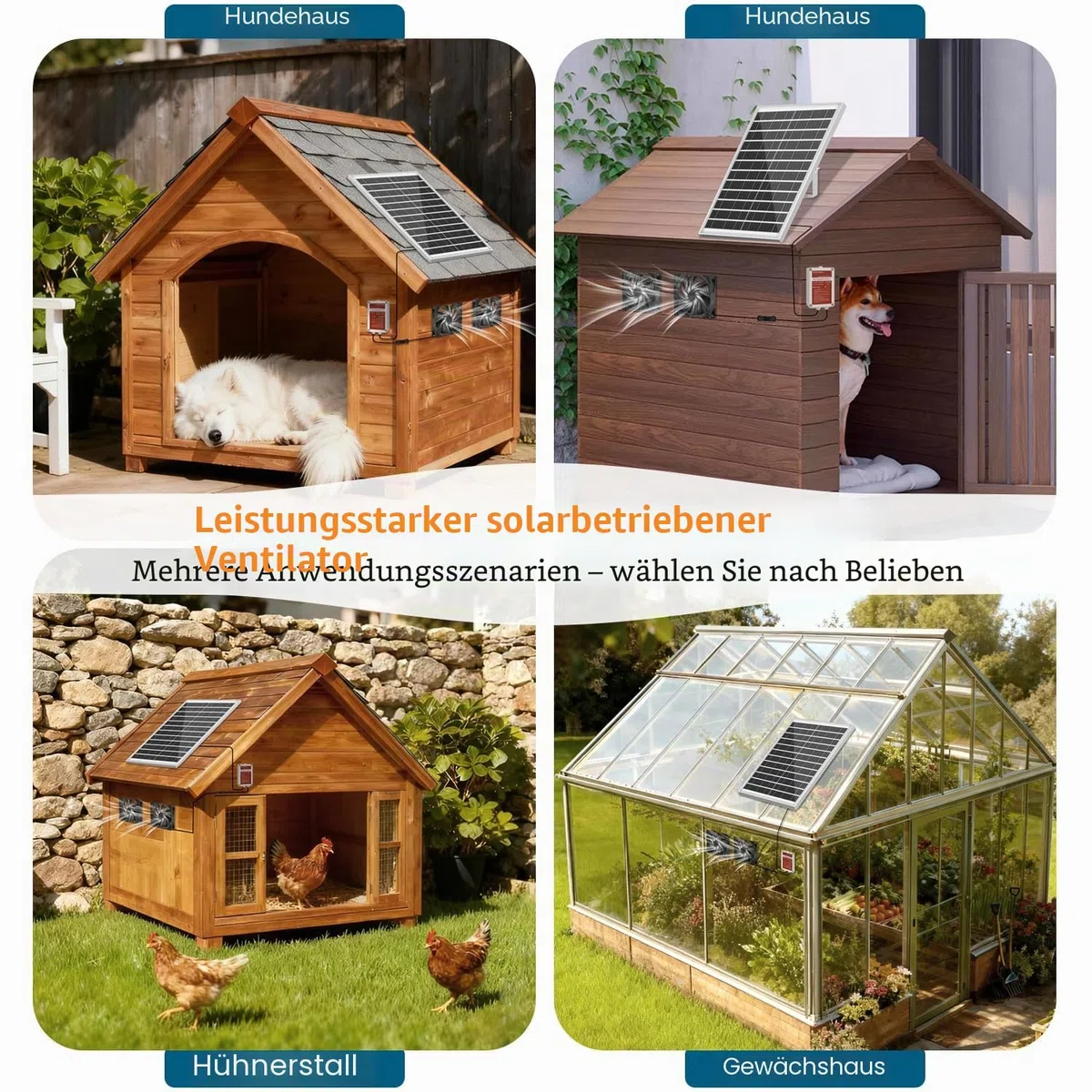25W Solar Abluftventilator mit Batterie, Solarbetriebener Ventilator für Schuppen & Gewächshaus, 3 Modi Controller (Kontinuierlich/Timer/Bewegungssensor), für Ansaug- oder