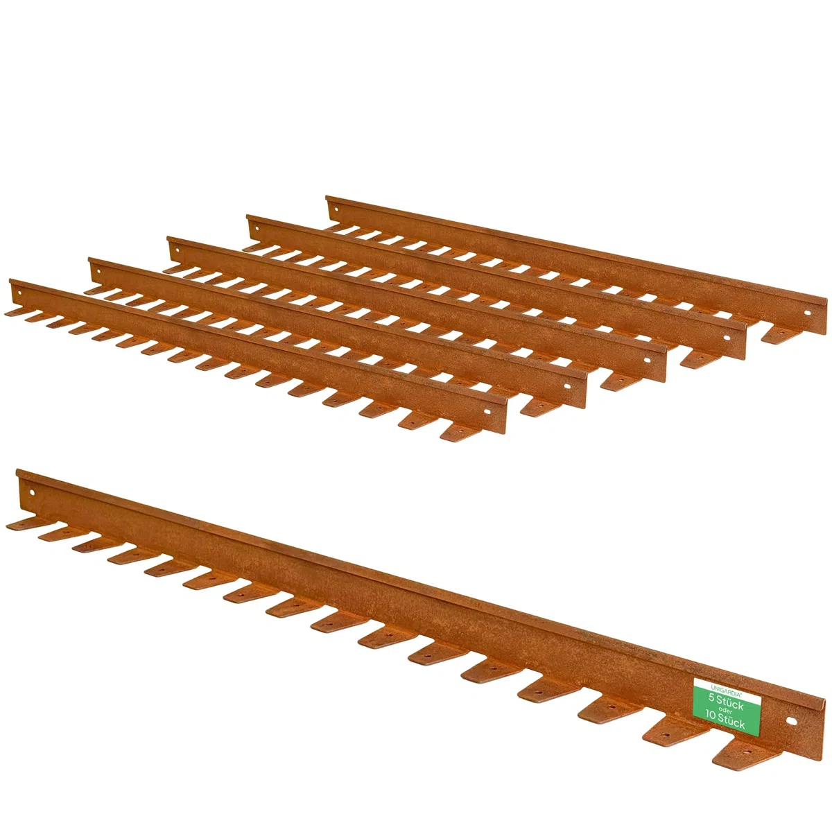 UNIGARDIA Rasenkante aus Cortenstahl 10 m - 5 mm breiter Rand - Flexible Metall Beeteinfassung 5 cm hoch