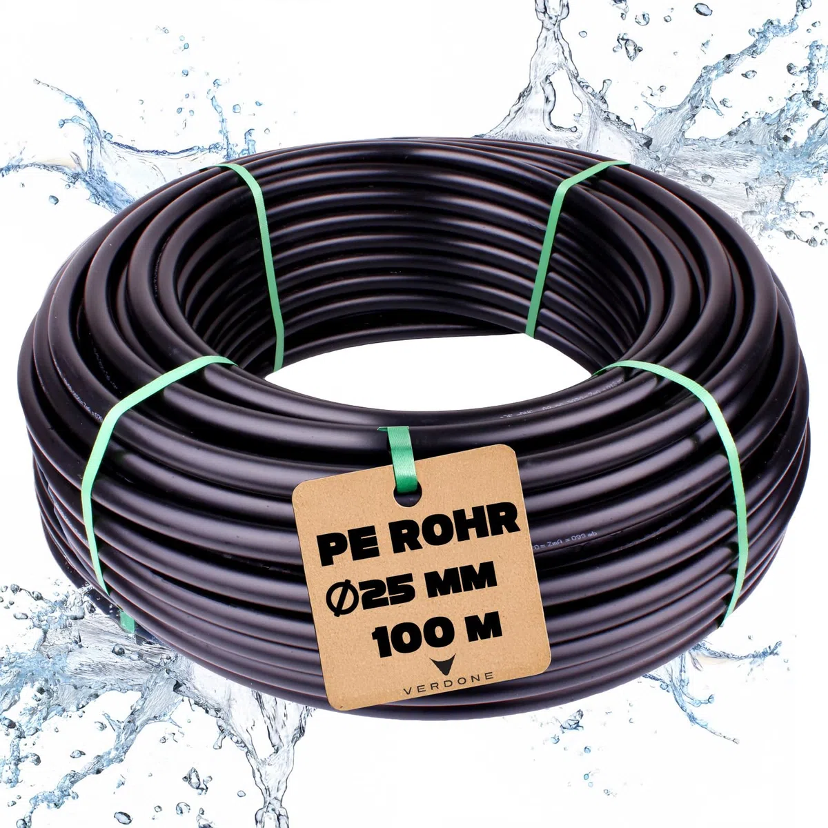 PE Rohr 25mm 100m PN6 (6 Bar) für Bewässerung – PE Wasserleitung für Gartenbewässerung, Beregnungssystem. Verlegerohr für Tropfbewässerung PE Schlauch für Bewässerungssystem unterirdisch u oberirdisch