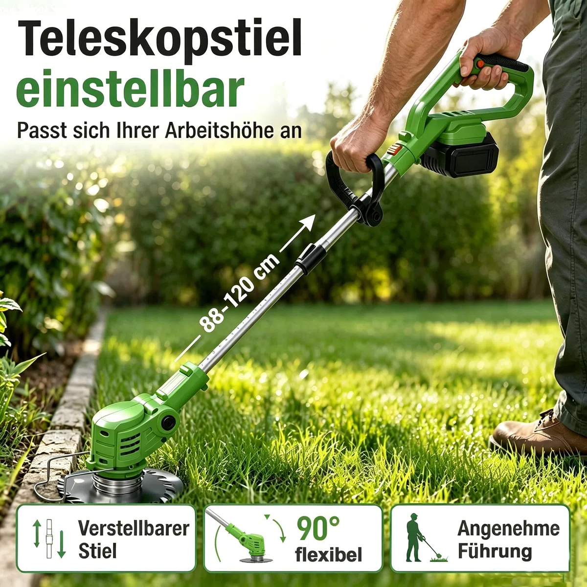 Rasentrimmer Mit Akku Für Kompatibel Makita Rasentrimmer Akku | Akku Rasentrimmer Mit 2X4.0Ah Akku Und 5 Arten Klingen, Akku Freischneider Höhere Effizienz, längere Laufzeit, Leicht 2 kg
