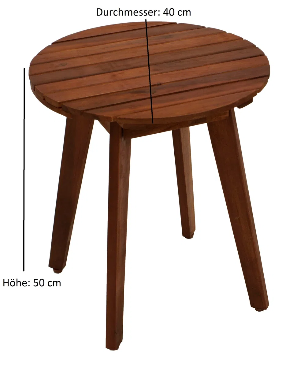 DEGAMO Beistelltisch BAYAMO aus Akazien Holz, runde Form, 40cm Durchmesser, Oberfläche dunkel geölt