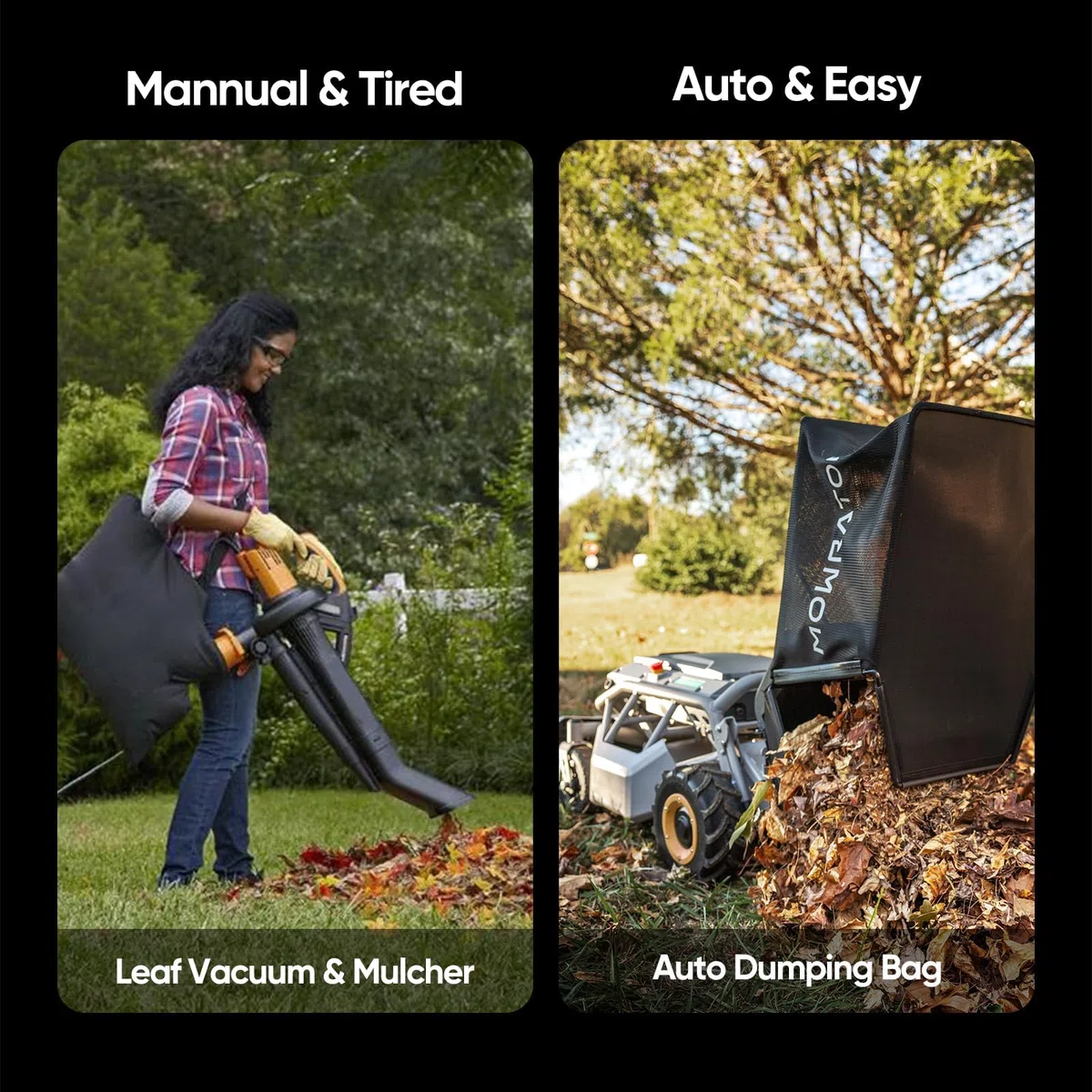 Mowrator 70L Automatischer Dumpingsack für Mowrator S1 Rasenmäher - Intelligenter Vollalarm, freihändiges Grasentleeren, Sammler mit großer Kapazität für große Rasenflächen