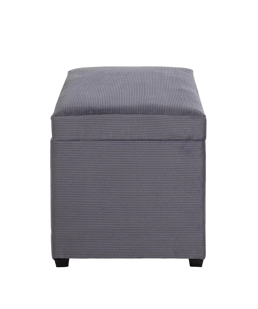 HAKU Sitztruhe grau, MDF, Textilgewebe Cord - Maße: B 58 cm x H 42 cm x T 39 cm, Style: Modern
