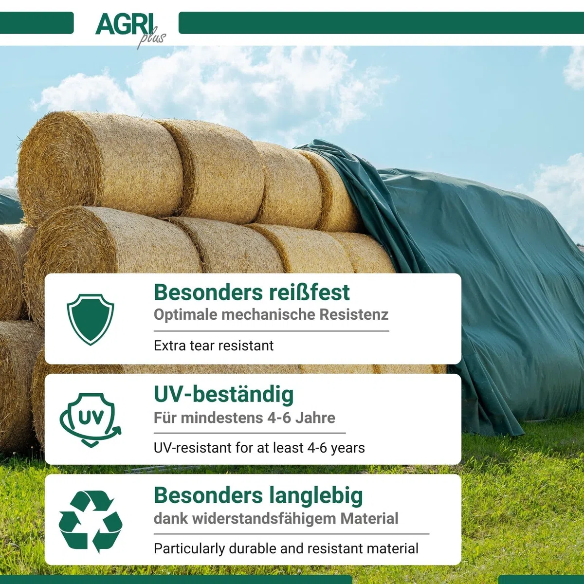 AGRI plus Strohvlies 9,8 x 12,5 m I Stabiles 140 g/m² Schutzvlies aus Polypropylen I Extrem reißfestes Heuvlies für langfristigen Schutz I Abdeckvlies wetterfest & UV-beständig