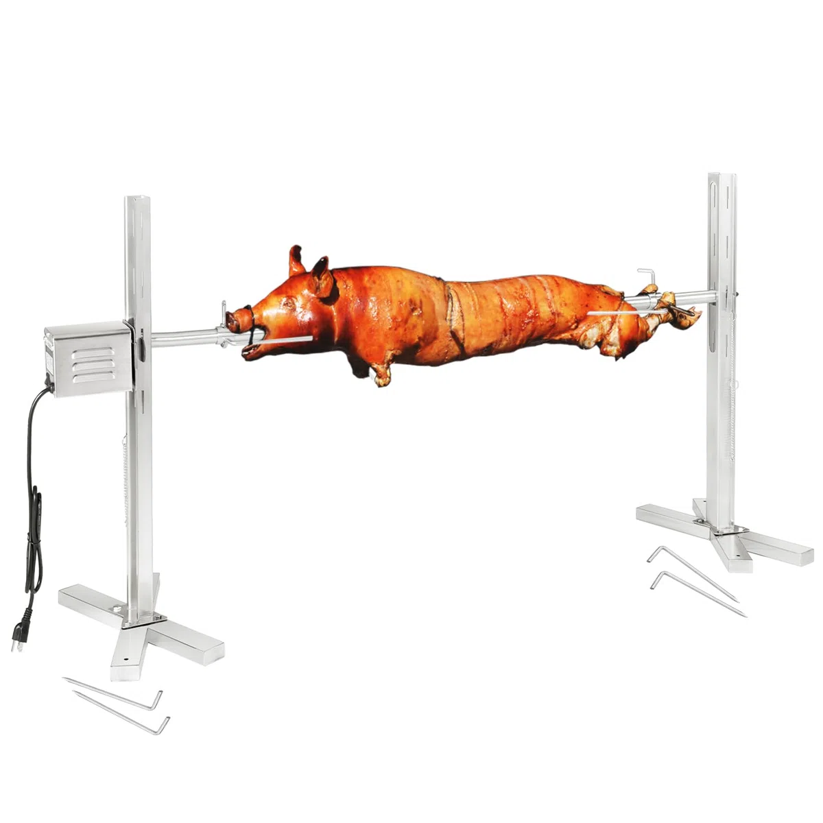 40kg Edelstahl Spanferkelgrill mit Motor BBQ Spießgrill für Schwein Spanferkelgrills, Verwendet für Außenbereich, Camping, Party Spannferkelgriller Motor