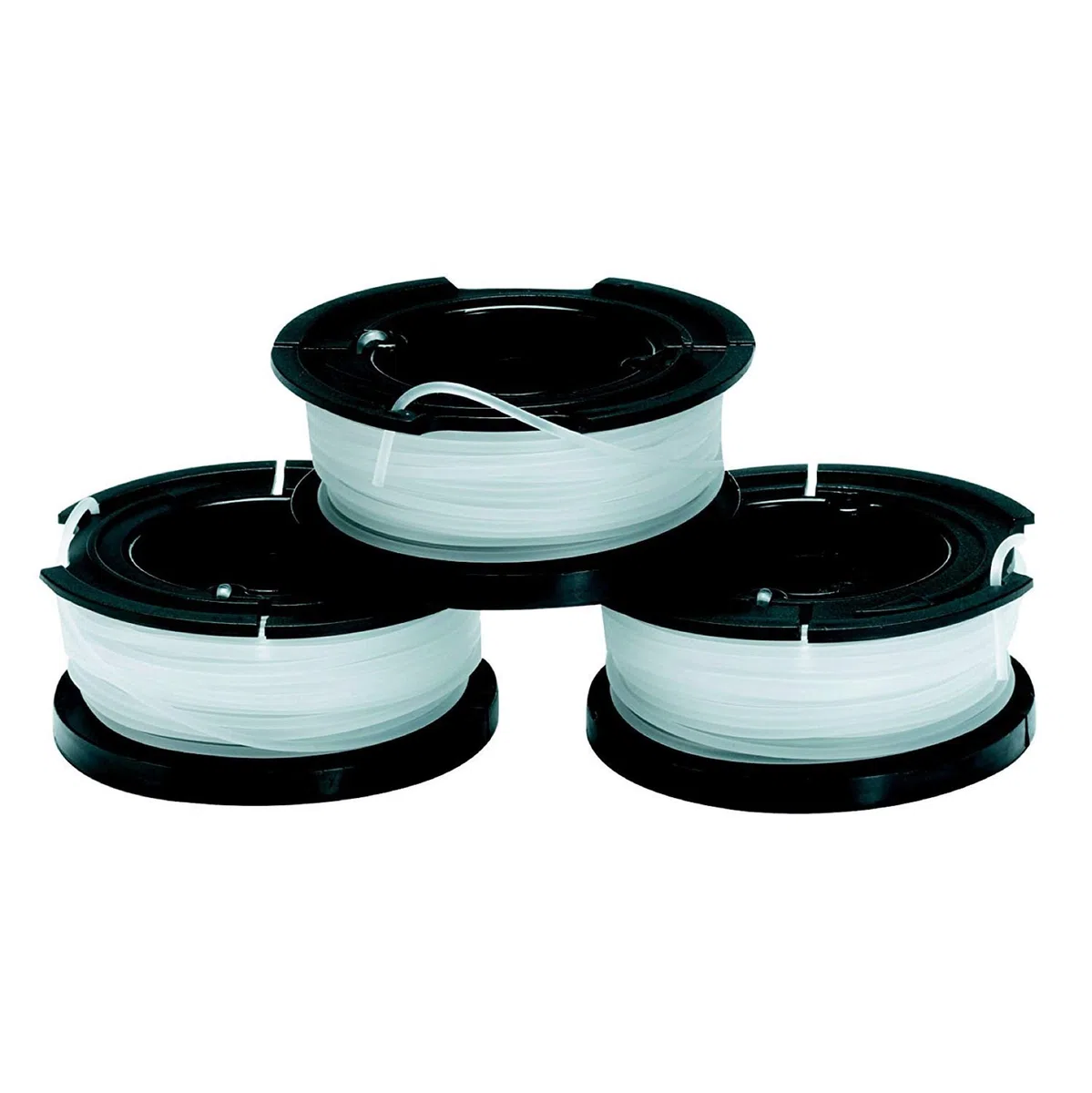Black+Decker Akku-Rasentrimmer (Powercommand EasyFeed, 18V 4,0Ah, inkl. Akku und Ladegerät, 30 cm Schnittbreite, für größere Flächen) + Fadenspulen (für Trimmer 3er Pack- 3 x 10 m Länge)