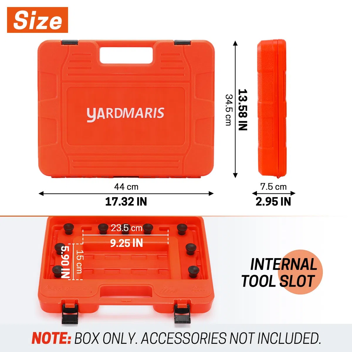 Aufbewahrungsbox für Kettensägenketten - Universale Organizer-Box bis 50 cm Klingenlänge, tragbare Chainsaw Sägekettentasche mit Verhedderschutz in Orange