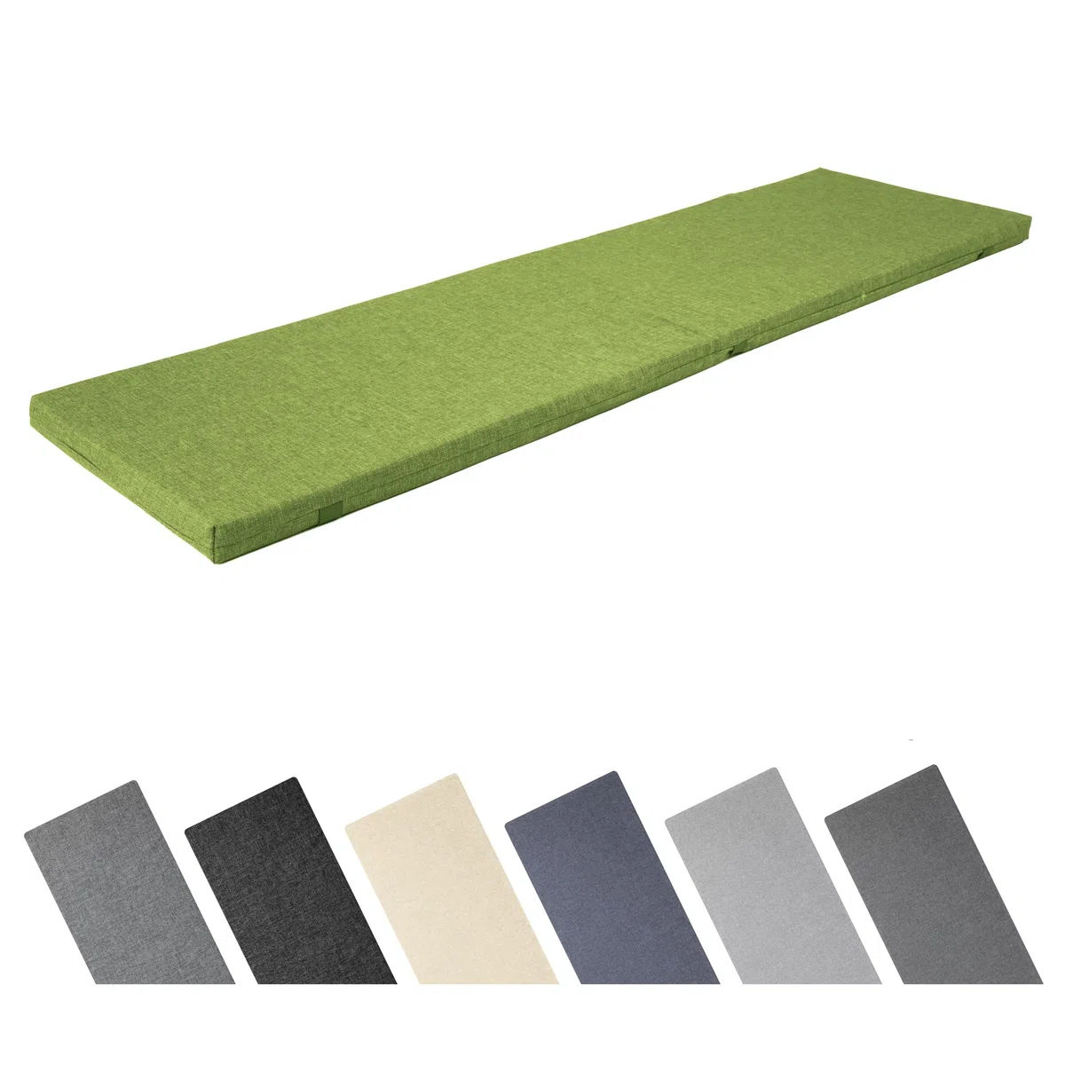 Garronda Bankauflage wasserabweisend 140x40 cm ca. 4 cm dick Sitzkissen Outdoor für Gartenbank und Hollywoodschaukel Polster Auflage für Sitzbank UV-beständig mit Bändern GD-0220 Grün
