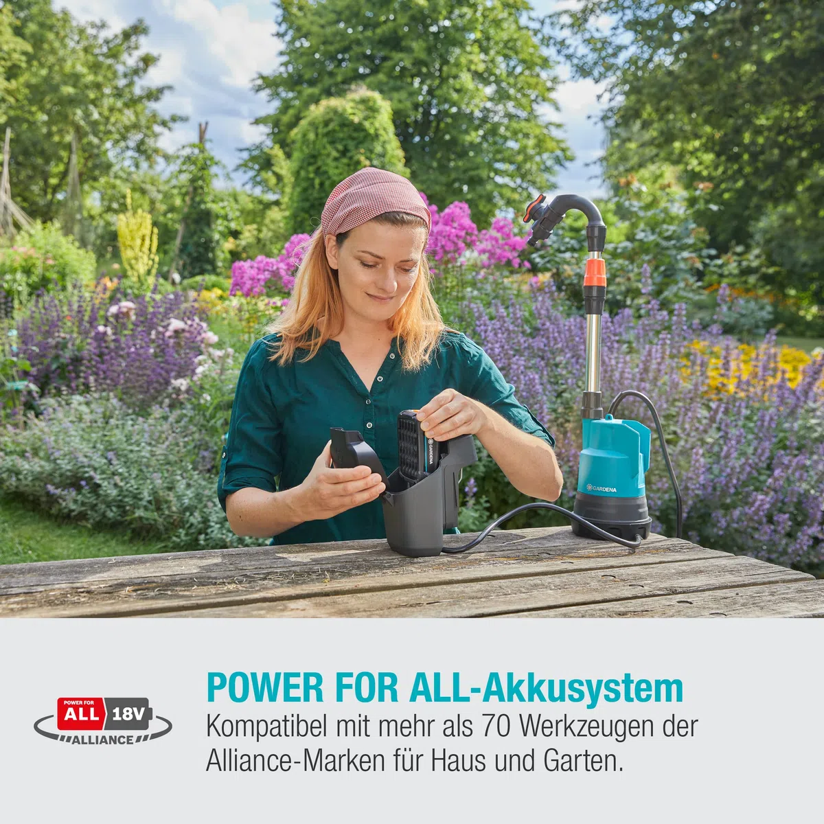 Gardena 14602-20 Akku-Regenfasspumpe 2000/2 18V P4A Ready-To-Use Set, Standard, One Size & System Akku P4A PBA 18V/72: Zubehör für viele Gardena Gartengeräte