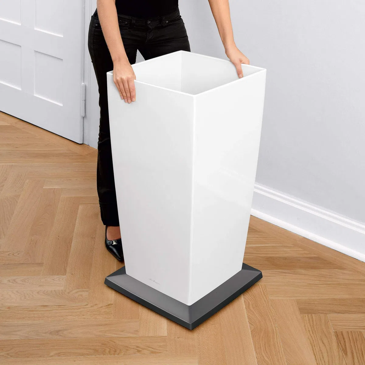 LECHUZA CUBICO Premium 40 anthrazit metallic 18194, 39.5x39.5x75.5 cm