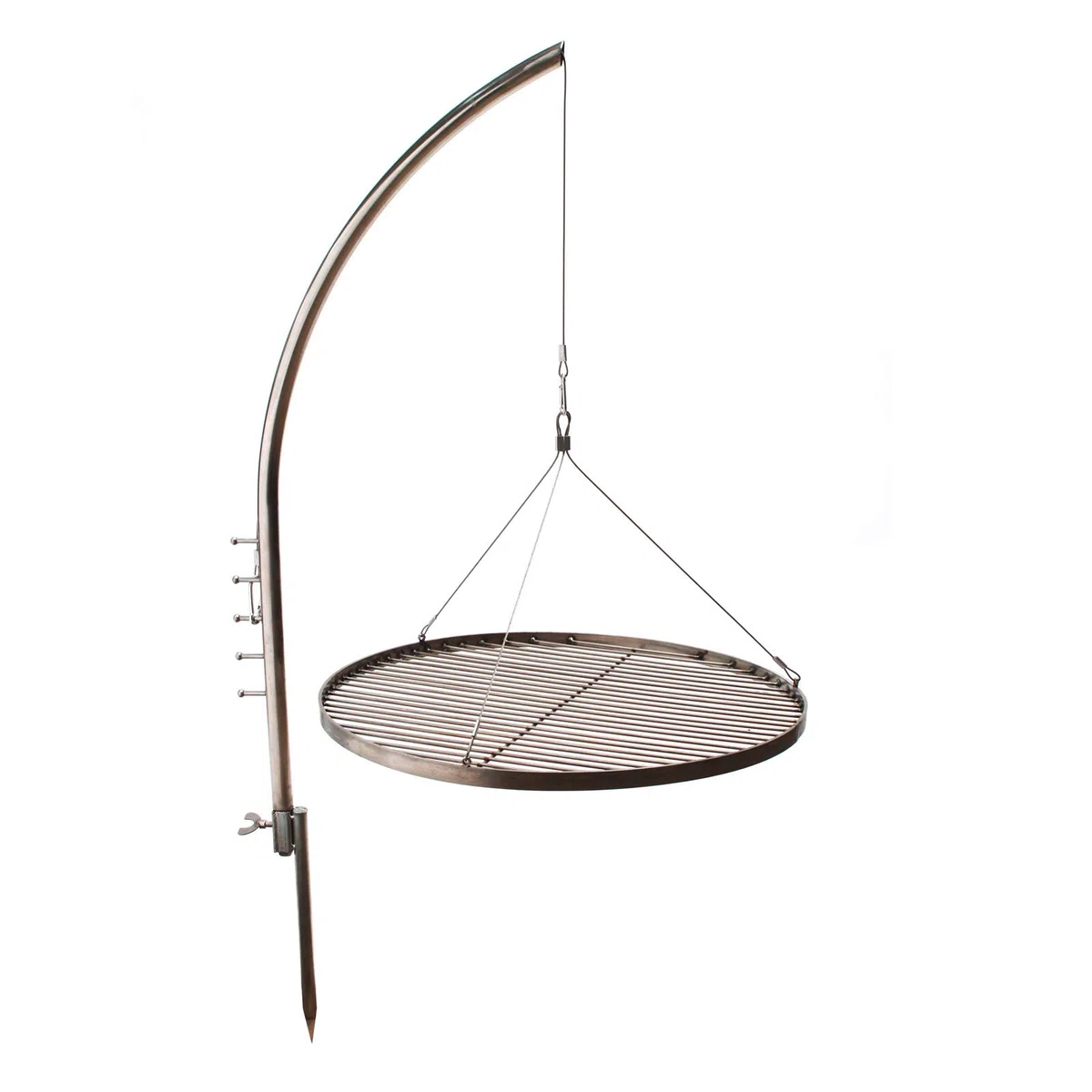 DEMA Schwenkgrill Edelstahl 55cm MURCIA Erdspieß höhenverstellbar | Grillrost Seilzug verstellbar, Edelstahl Grillgalgen, mobiler Garten Schwenkgrill, stabile Outdoor Konstruktion