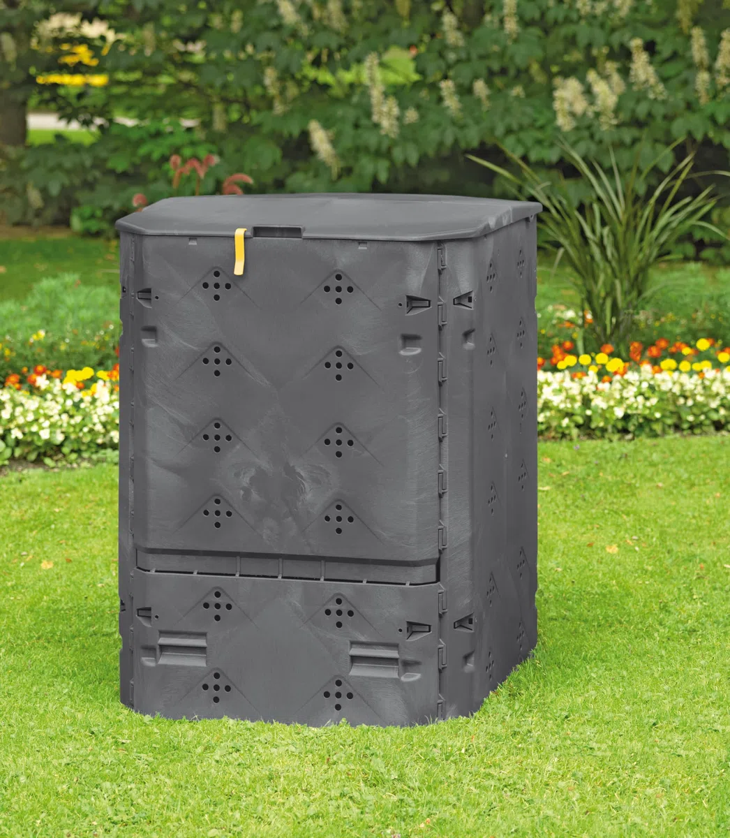 JUWEL Ganzjahres-Komposter KIO 400 (400 l, für Garten- / Küchenabfälle, Gartenkomposter mit Befüllklappe/Windsicherung, UV- /witterungsbeständig, Behälter aus Recyclingkunststoff) 20161, Grün