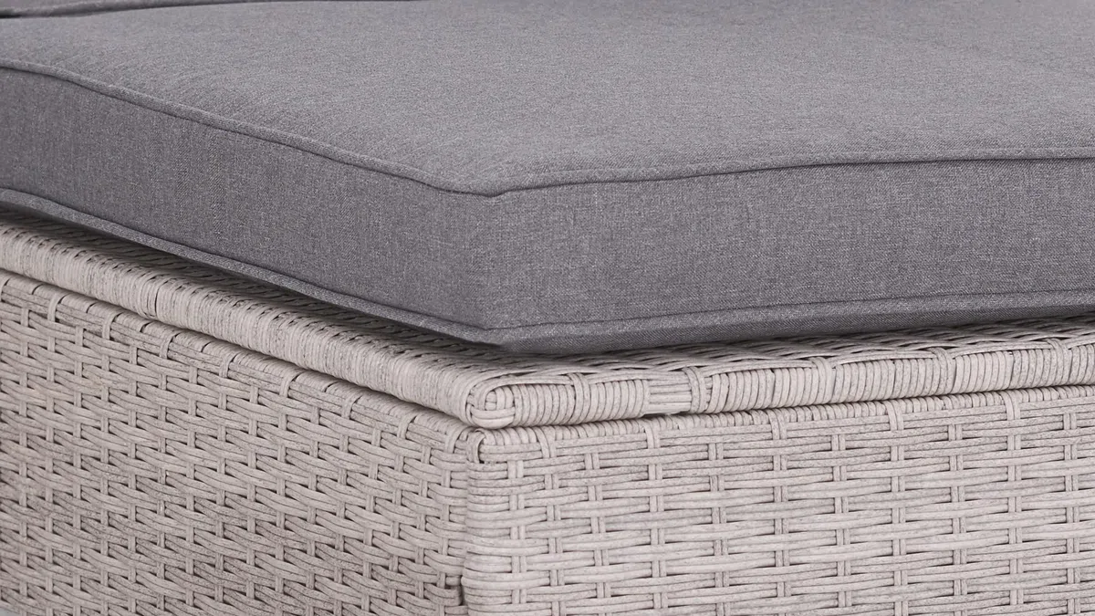 Rattan Polyrattan Lounge Sitzgruppe Garnitur Gartenmöbel aus 3 Sitzer Sofa, Hocker, Tisch mit Stauraum und Abstelltisch mit Glassplatte