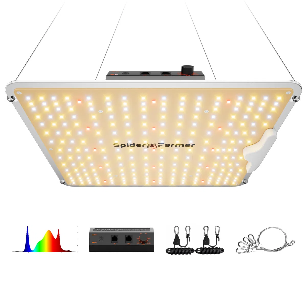 Spider Farmer SF1000 100W LED Grow Lampe Vollspektrum dimmbar hohe PPFD für Pflanzenzucht 60x60/90x90cm