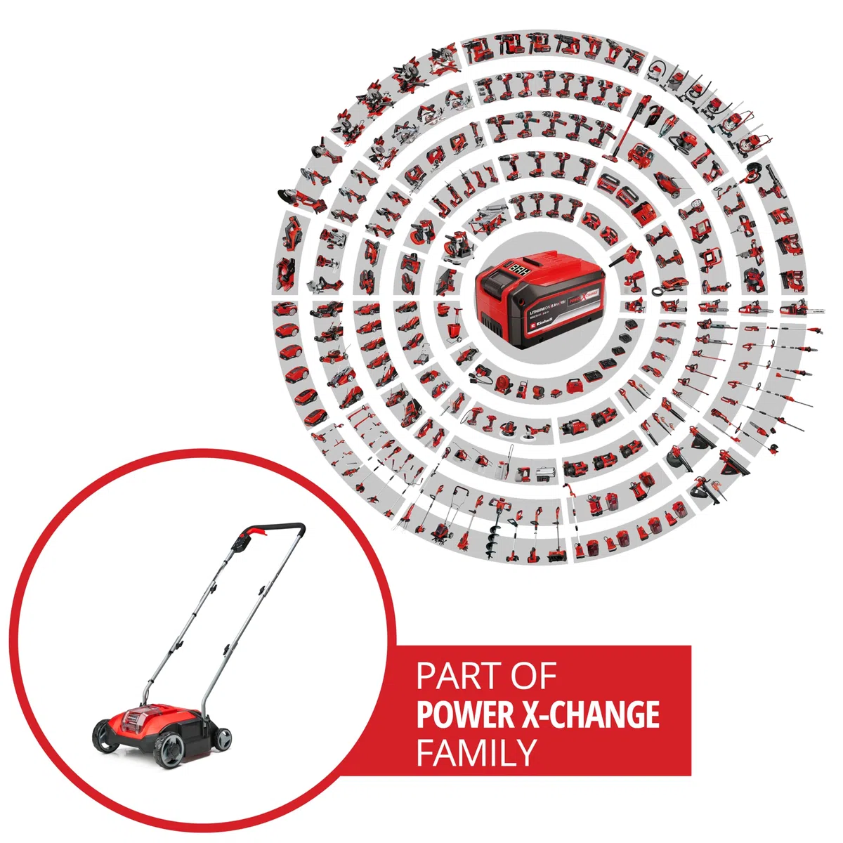 Einhell Akku-Vertikutierer GC-SC 18/28 Li (1x 4,0 Ah) Power X-Change (18 V, Brushless, 28 cm Messerwalze, 3-stufige Arbeitstiefeneinstellung, inkl. 1x 4,0 Ah Akku & Ladegerät)