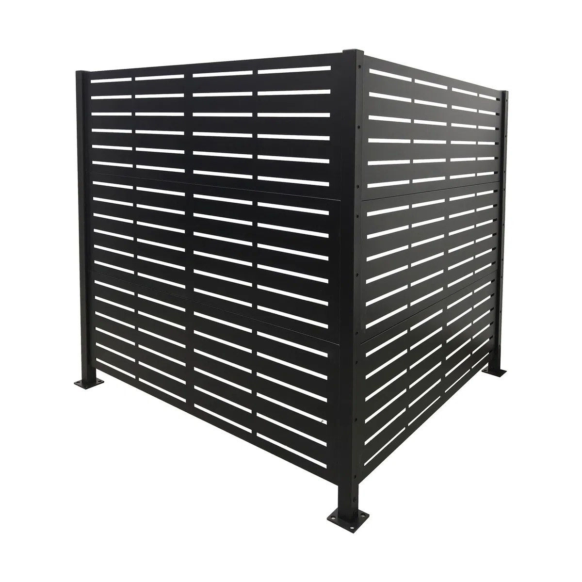 Relaxdays Mülltonnenverkleidung, Line, 2 Paneele je HxB 120 x 120 cm, modularer Sichtschutz, Mülltonnenzaun, schwarz