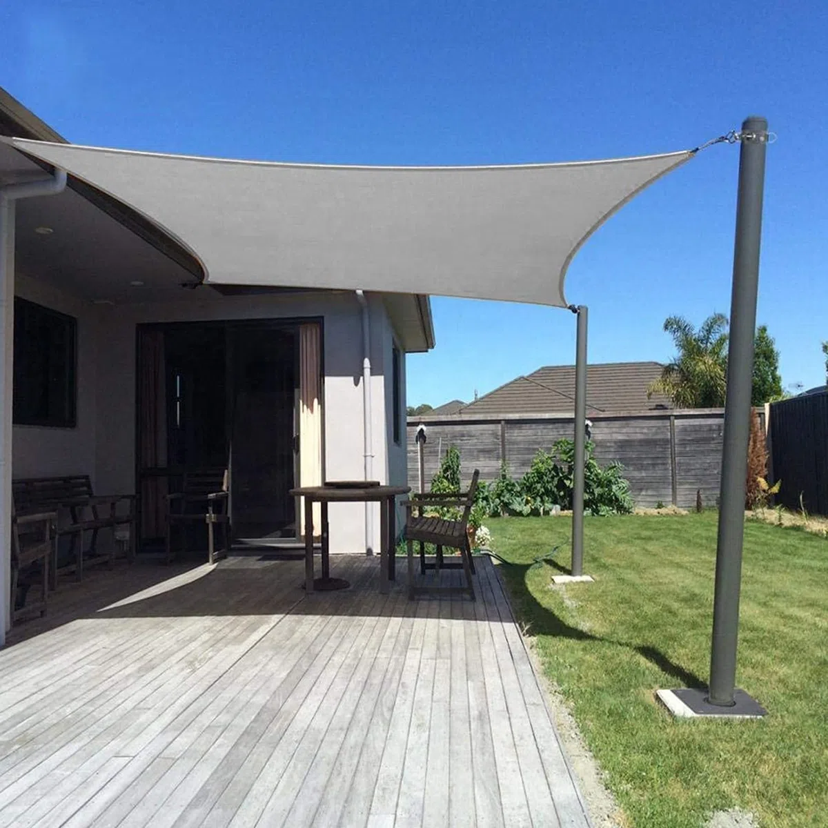 Dripex Sonnensegel wasserdicht Rechteckig 4x5 m Polyester 95% UV Schutz inkl Befestigungsseile Grau