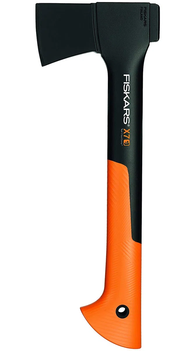 Fiskars Spaltaxt, Länge: 96 cm, Antihaftbeschichtet, Schwarz/Orange, X27–XXL, 2,57 kg & Universalaxt, Inklusive Klingen- und Transportschutz, Länge: 35,5 cm, Antihaftbeschichtet, Schwarz/Orange, X7-XS