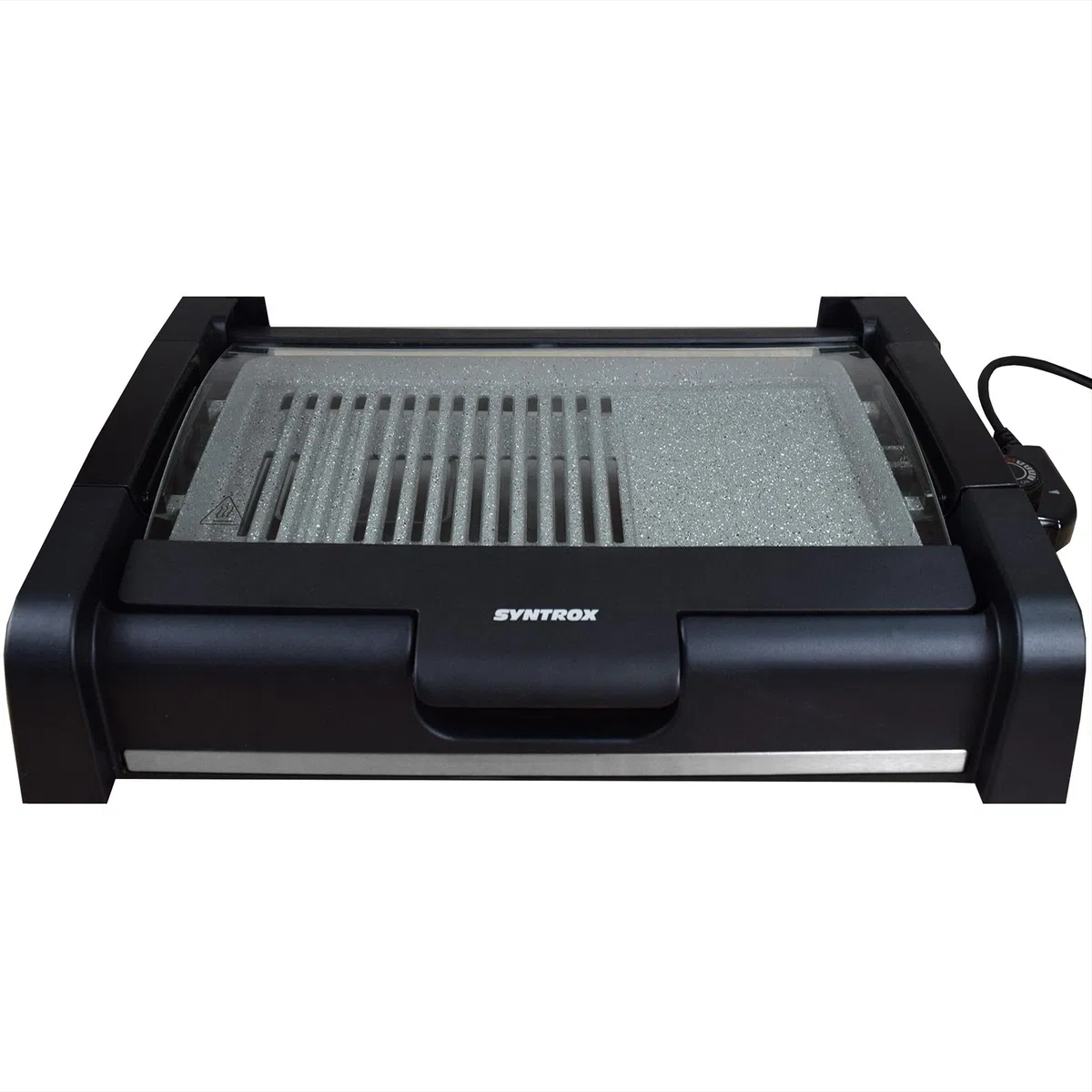Syntrox Germany elektrischer Tischgrill mit Keramik Grillplatte und Glasdeckel BBQ Grill Elektrogrill Barbecue TG-2200W