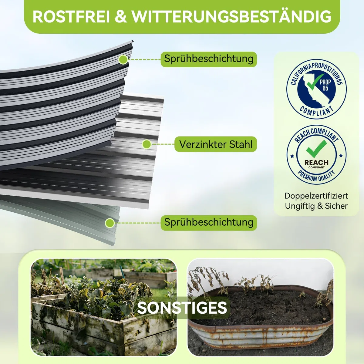 Ohuhu Metall Hochbeet Pflanzenbeet 240x90x60 cm, Hochbeete für Garten aus Robustes Stahlblech, Rostgeschützt & Stabil, Ideal für Garten Gemüse Kräuter Blumen Anthrazit