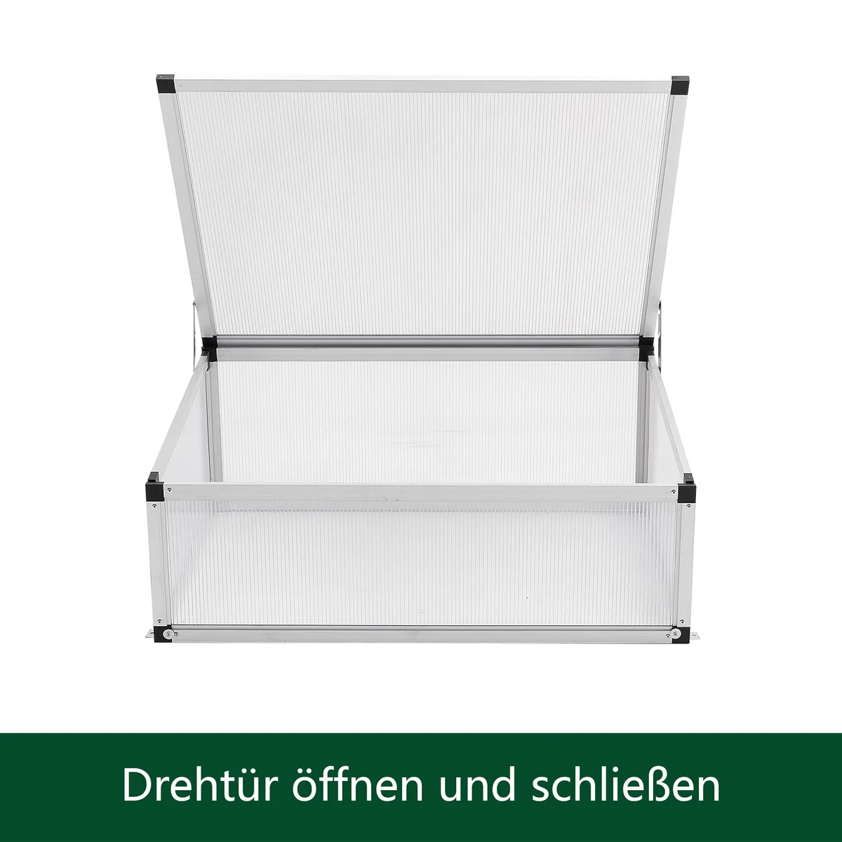 Alu Frühbeet lichtdurchlässig Frühbeetkasten Mini Gewächshaus Treibhaus UV Schutz Pflanzbeet 77x58x30cm Einzeldach Silbern