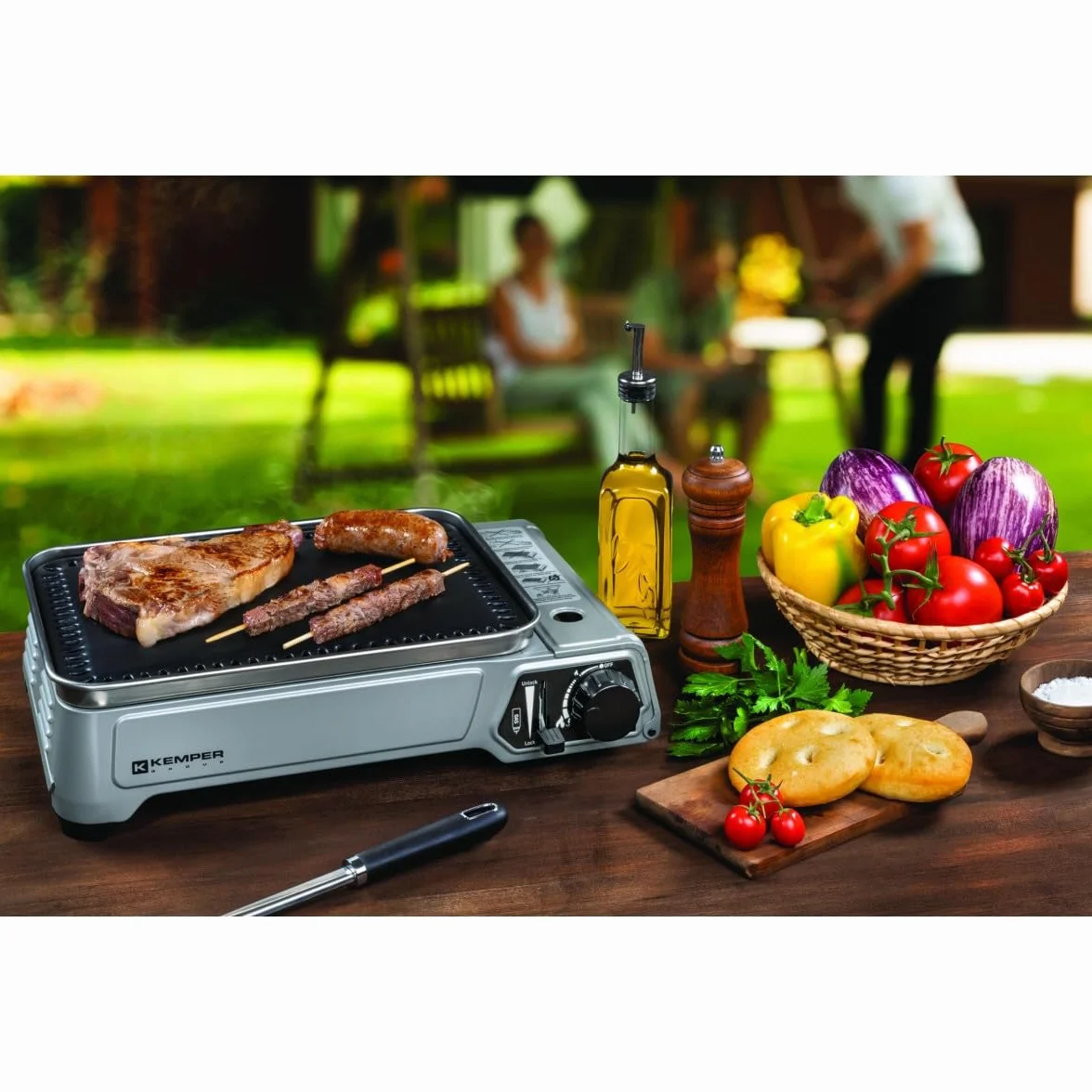 Kemper 104997 Smart BBQ tragbarer Gasgrill