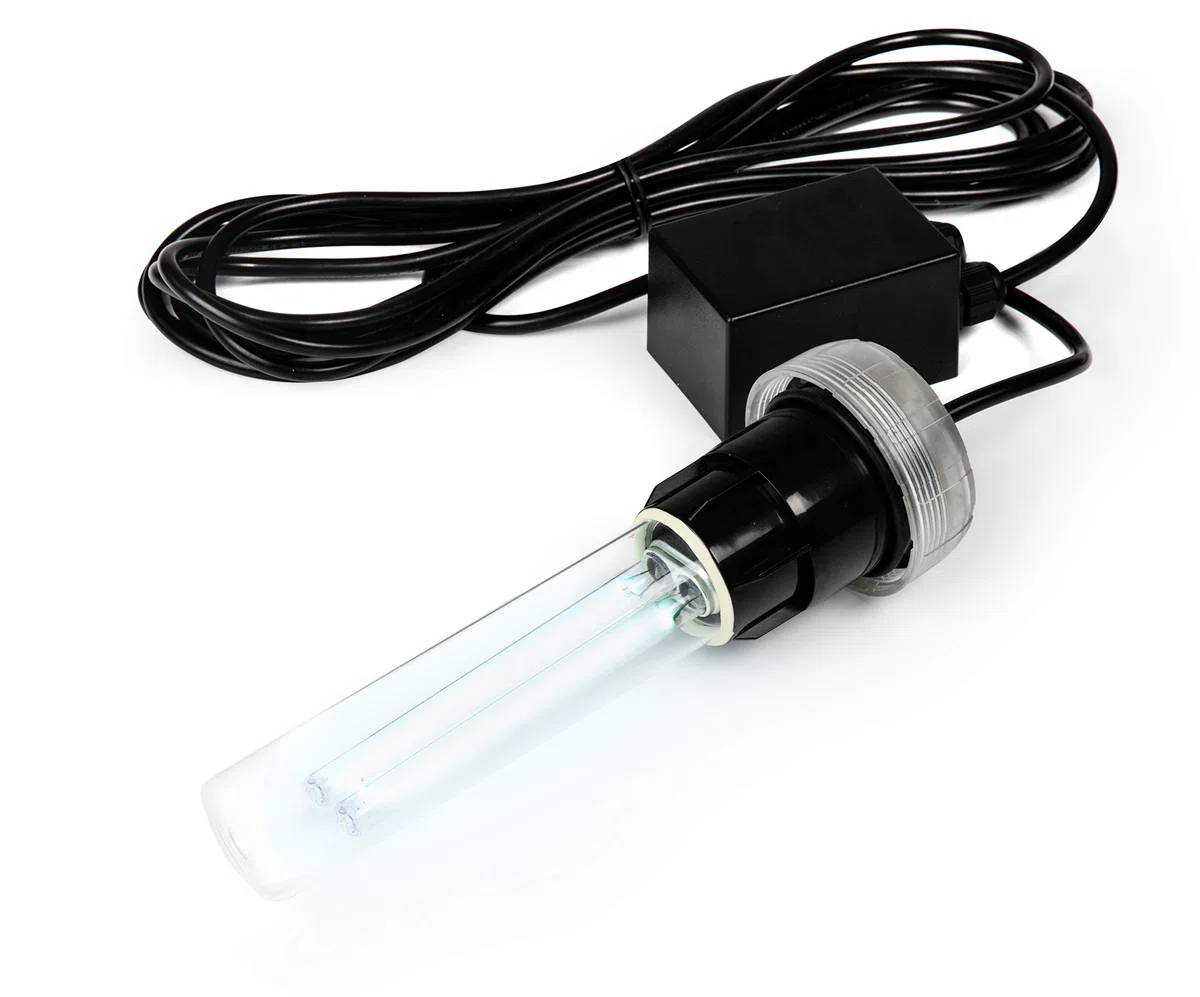 Steinbach UV-Desinfektionssystem 18 W – 040511 – UVC Pool Desinfektion bis 20.000 l – Reduziert Algen, Bakterien & Chemieverbrauch – Ø 32/38 mm Anschluss – 230 V