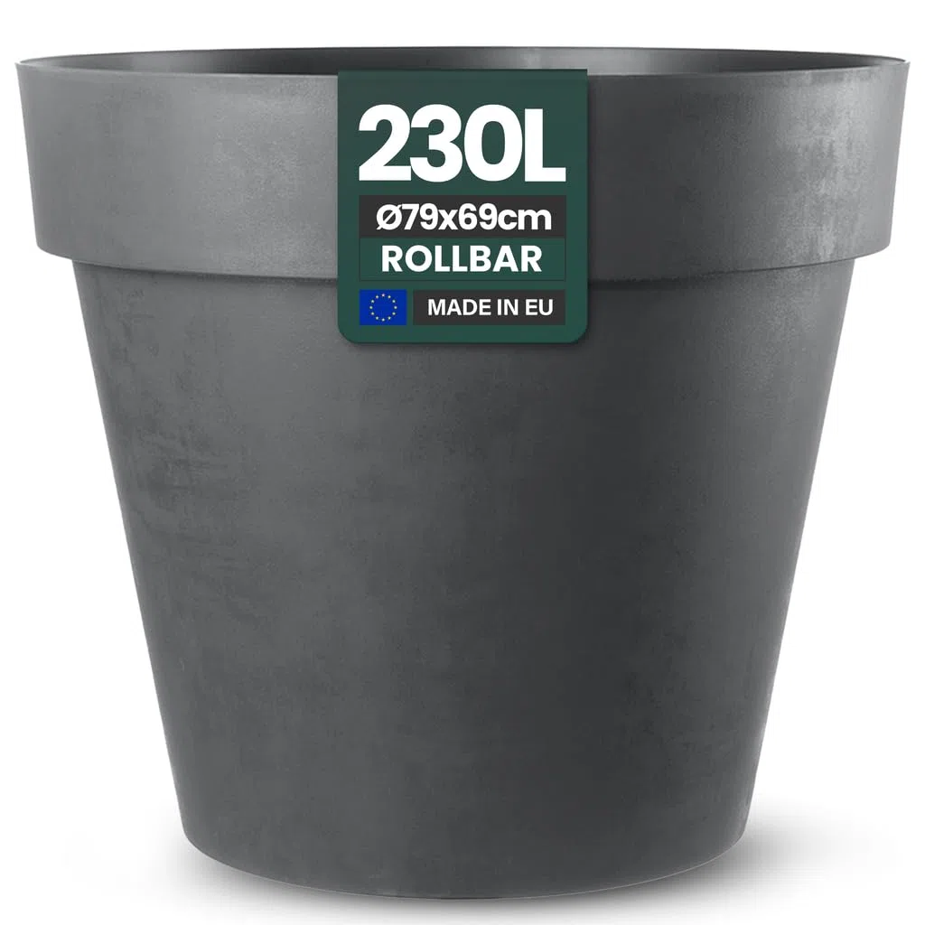 Kreher XXL Pflanztopf/Pflanzkübel rund mit 79 cm / 58 cm Durchmesser, ausstattet mit Rollen! Der Eye-Catcher für Garten, Terrasse, Restaurants & Gewerbe! (Anthrazit, XXL-Ø79cm)