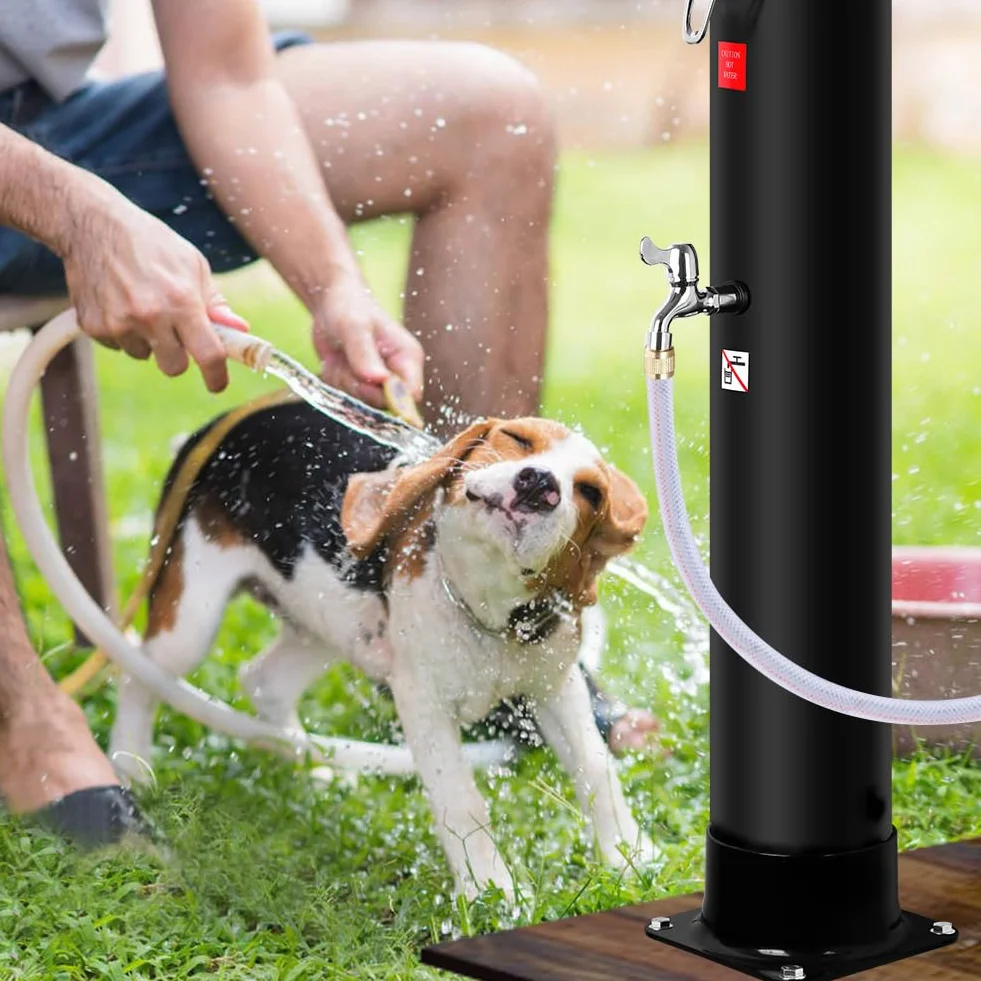 Solardusche 40Liter Garden Solar Gartendusche Verordnung heißes Kaltes Wasser, Max.60℃, Regendusche Außendusche Pooldusche Strand Dusche, inkl. Montagematerial,Gartenschlauch-Anschluss