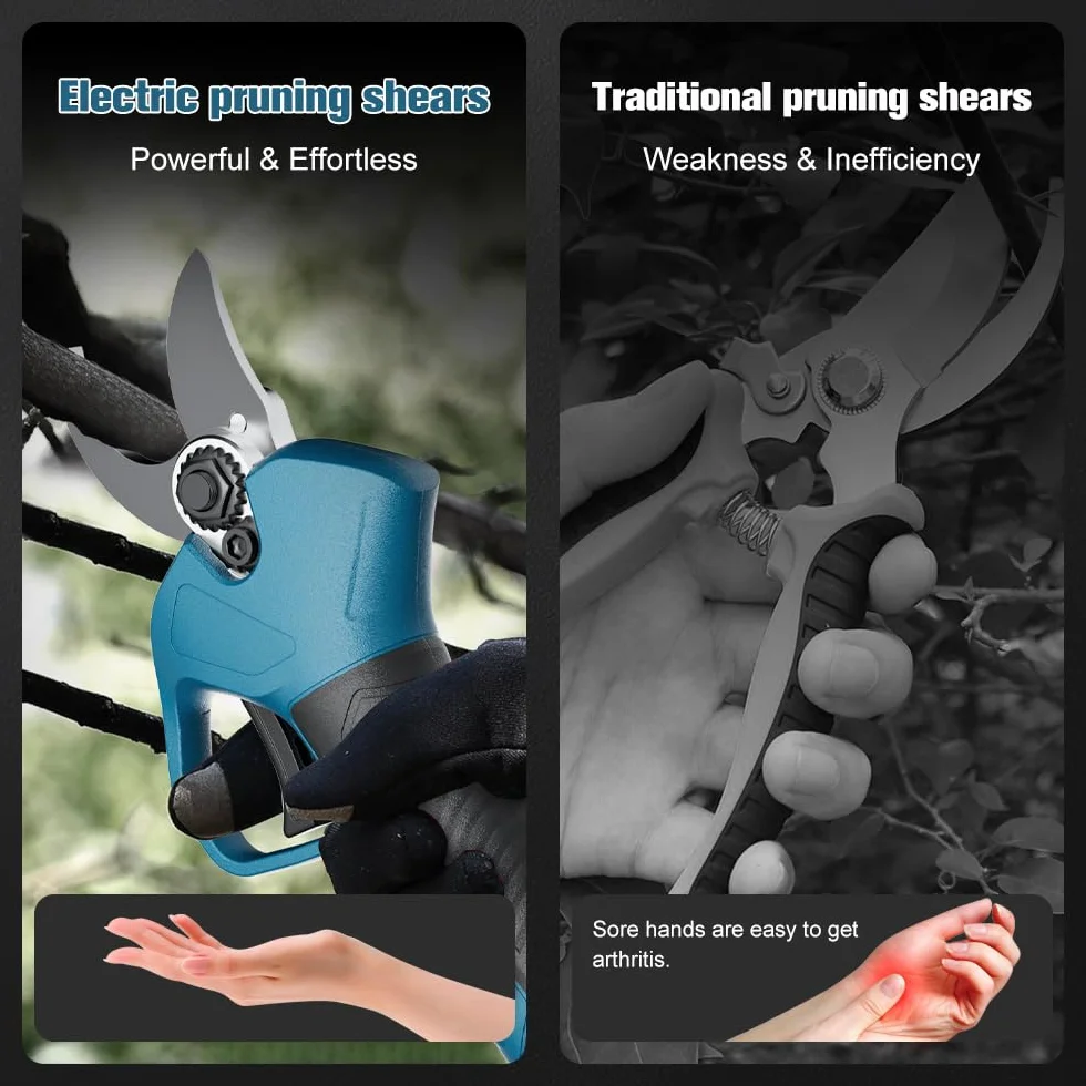 akku Elektrische Gartenschere für Makita 18 V, Bürstenloser Motor, Elektrische Astsäge, LCD-Display zum Beschneiden von Bäumen und Obstbäumen