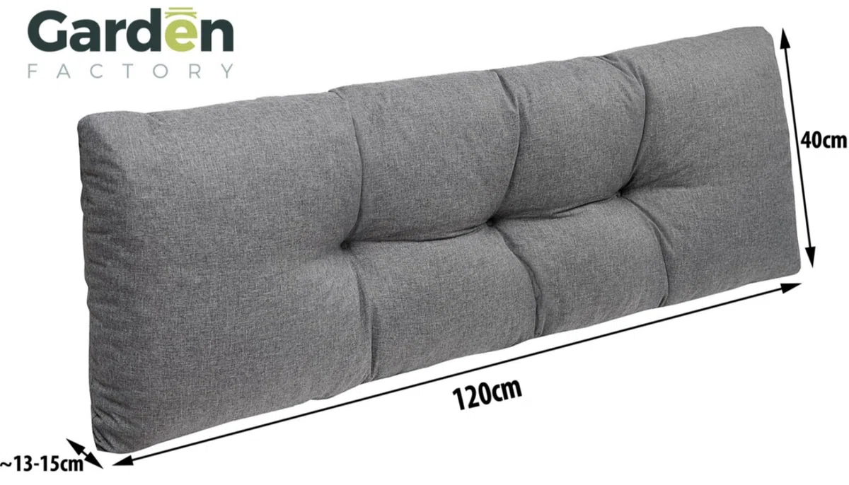 Palettenkissen Palettenauflagen Palettenpolster Sitzkissen, Rückenlehne oder Set, Gesteppt (Set (Sitzkissen 120x60 + Rückenlehne 120x40), Grau)