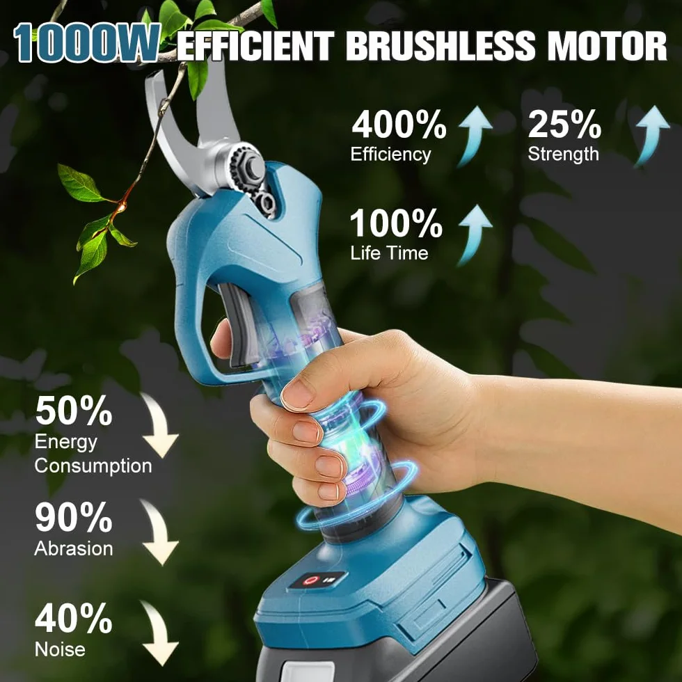 akku Elektrische Gartenschere für Makita 18 V, Bürstenloser Motor, Elektrische Astsäge, LCD-Display zum Beschneiden von Bäumen und Obstbäumen