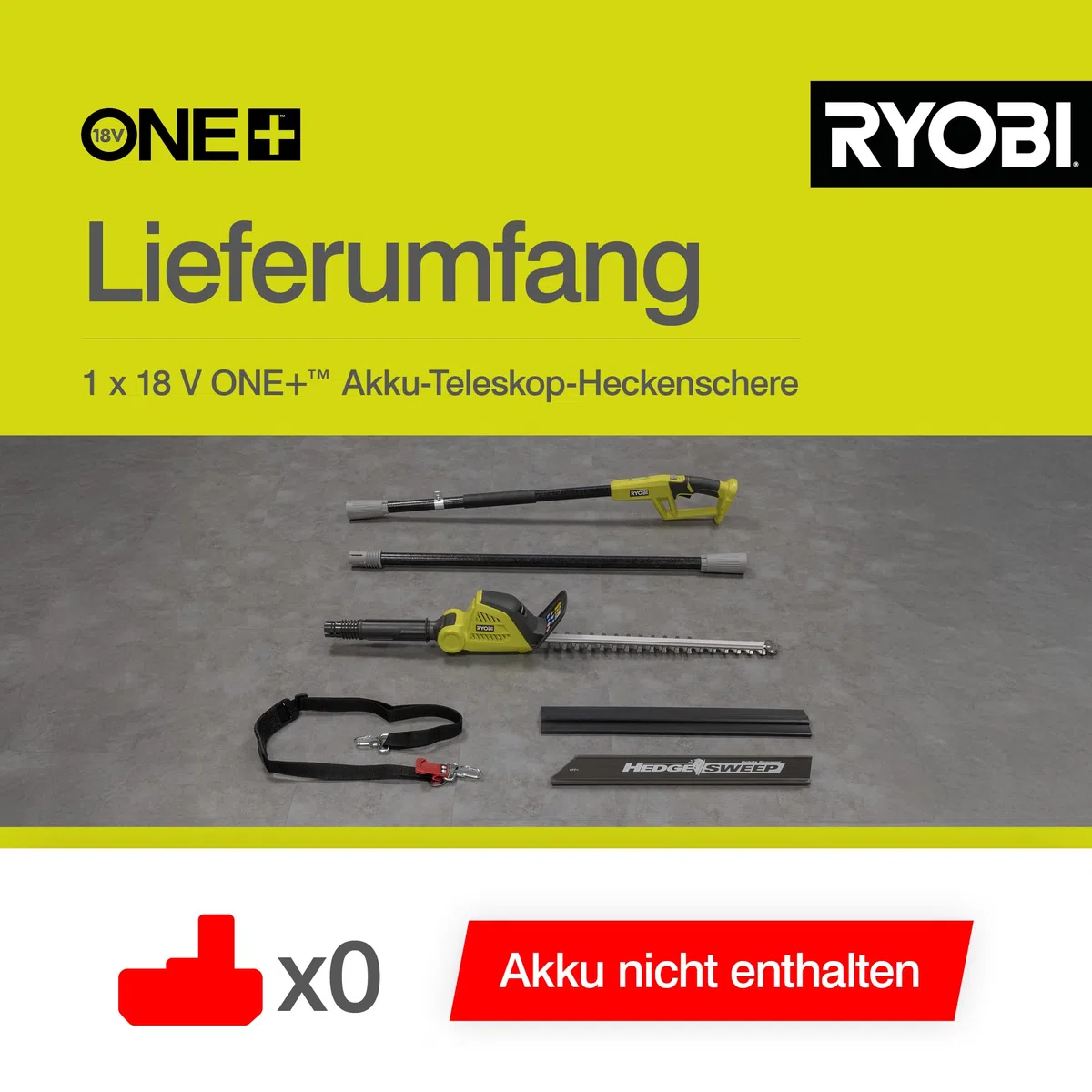 RYOBI 18 V ONE+ Akku-Teleskop-Heckenschere OPT1845, 45 cm Diamant-Messer