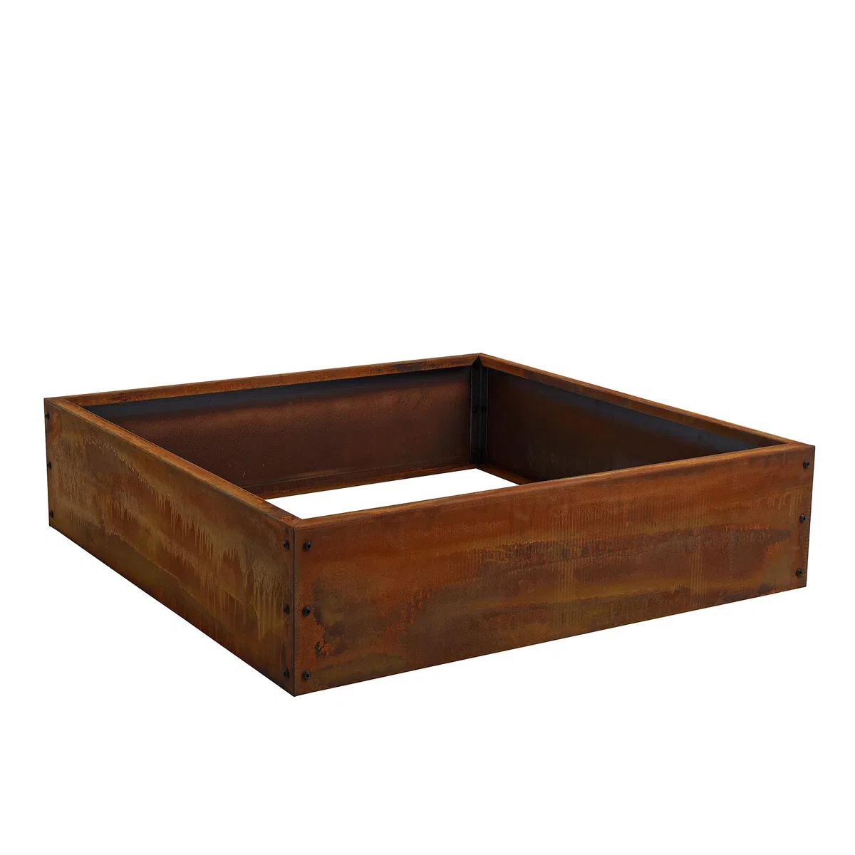ESTEXO Beeteinfassung Beetumrandung Edelrost Hochbeet Rost Cortenstahl Umrandung Rahmen Pflanzbeet Pflanzkasten Blumenkasten (100x100x25 cm)