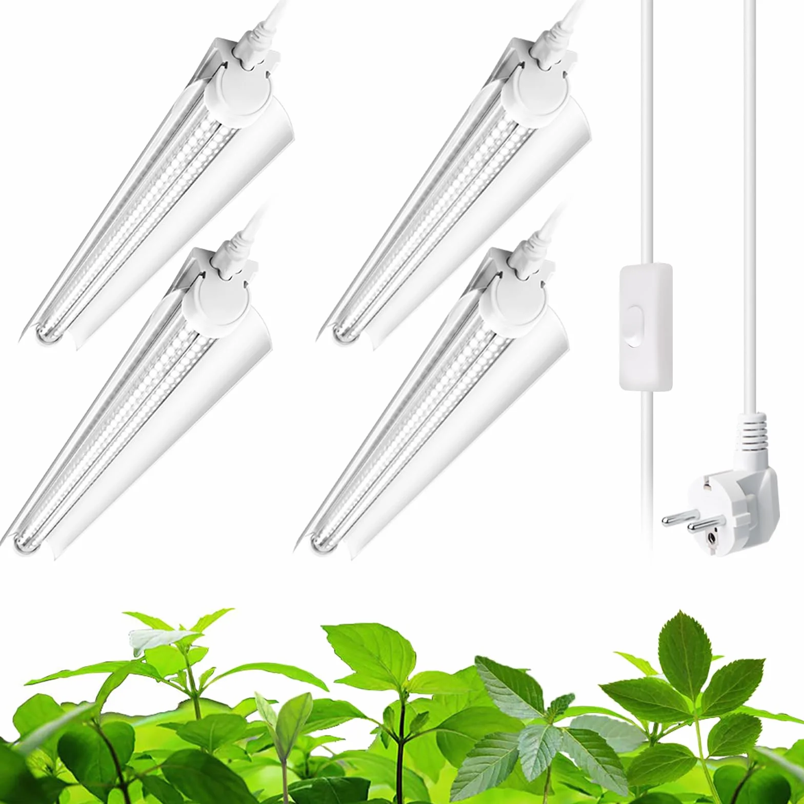 Barrina T8 Grow Lampe, 96W (4 X 24W), Vollspektrum, 60cm Led Wachsen Licht, V-Shape Pflanzenlicht, 5000K, 2FT Pflanzenlampe FüR Zimmerpflanzen, Hohe PPFD, 4er