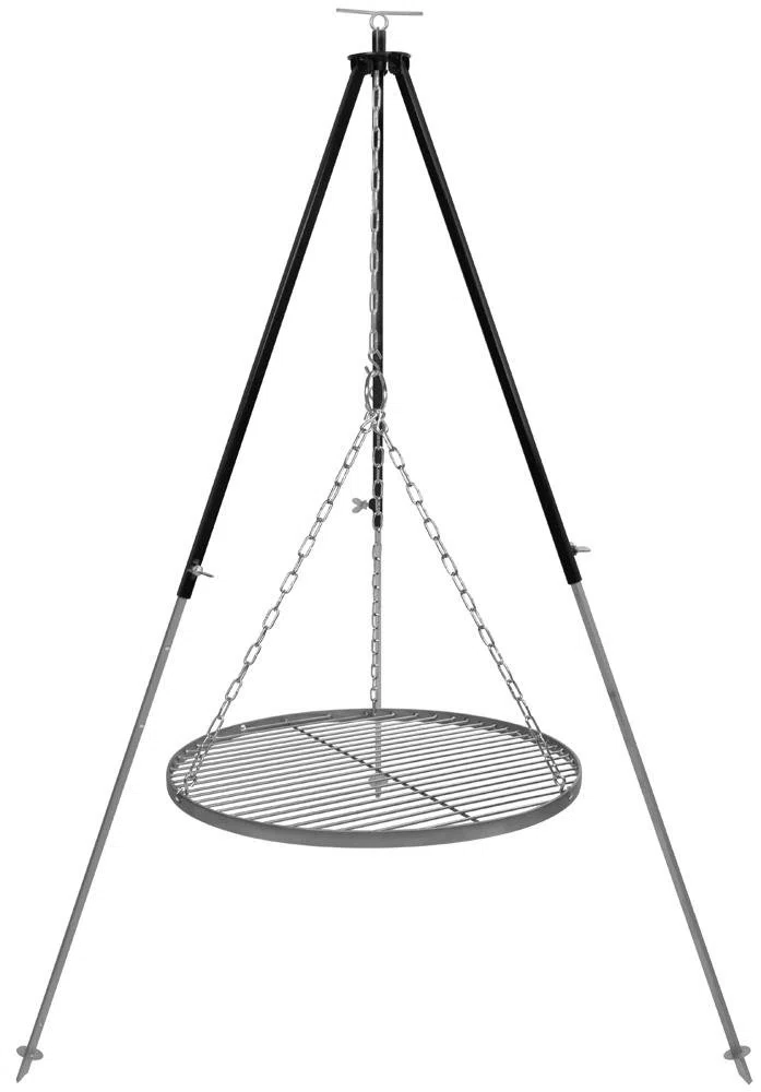 GRILLPLANET Schwenkgrill Dreibein 1,8 m Kettenhöhenverstellung mit Grillrost Edelstahl 50 cm