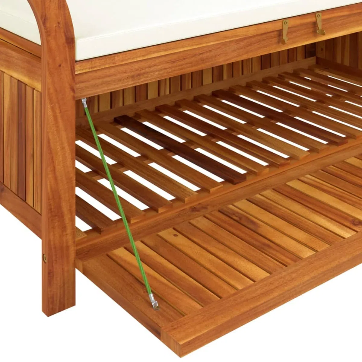 Tidyard Garten Truhenbank mit Kissen Gartenbank Gartentruhe Holzbank Sitztruhe Gartenbox Auflagenbox Kissenbox Spieltruhe Sitzbank für Terrasse Garten Balkon 126 cm Massivholz Akazie