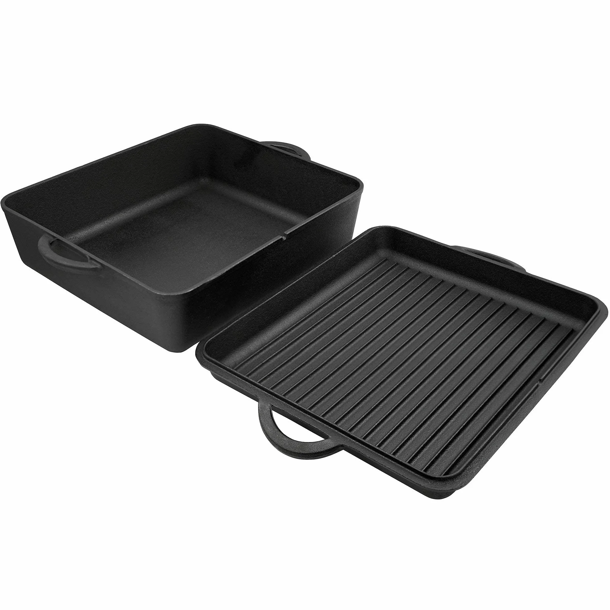 BBQ-Toro Dutch Oven Pan | Rechteckiger Gusseisen Kochtopf | 10,5 Liter Gusstopf | preseasoned - bereits eingebrannt | Bräter mit Deckel, Schmortopf