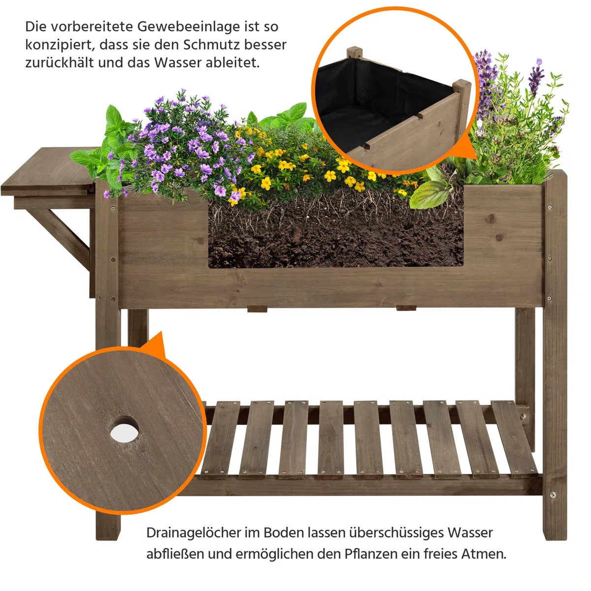 Yaheetech Blumenkasten mit klappbare Tischplatte, Pflanzkasten mit 8 geteilten Fächern, Hochbeete-Kit Frühbeet für Garten/Hinterhof/Veranda, Kräuterbeet Anzuchtbeet zum Bepflanzen 123,5 x 54 x 80 cm