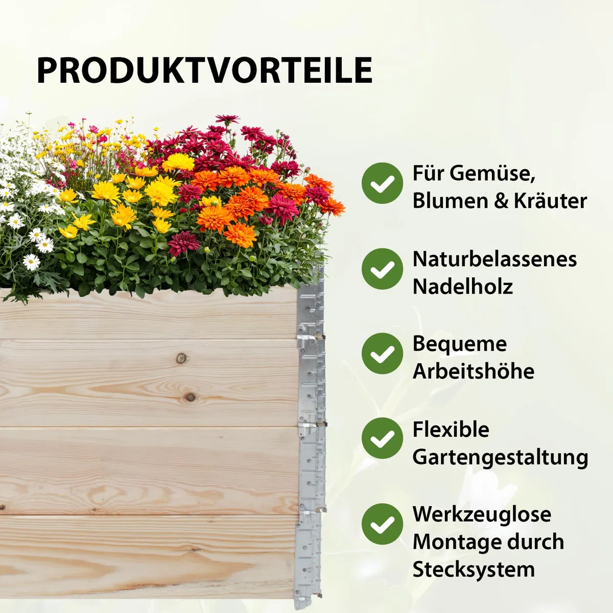 TRUTZHOLM Hochbeet aus Holz 120x80x80 cm Palettenrahmen 4-teilig stapelbar steckbar faltbar Pflanzbeet Beeteinfassung Holzrahmen Aufsatzrahmen für Europalette Garten Balkon Terrasse in Natur