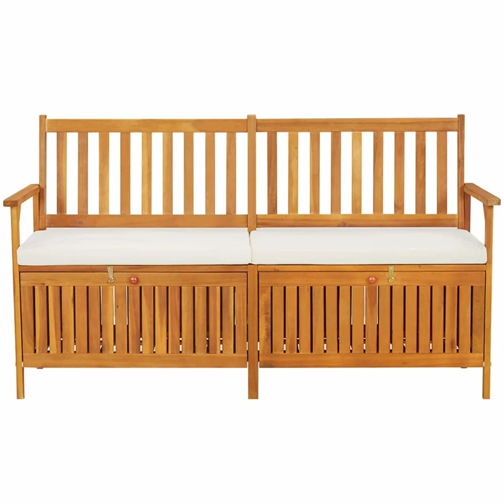 vidaXL Truhenbank mit Kissen Holzbank Sitzbank Holztruhe Bank Aufbewahrung Sitztruhe Massivholzbank Stauraum Gartenbank 148cm Massivholz Akazie