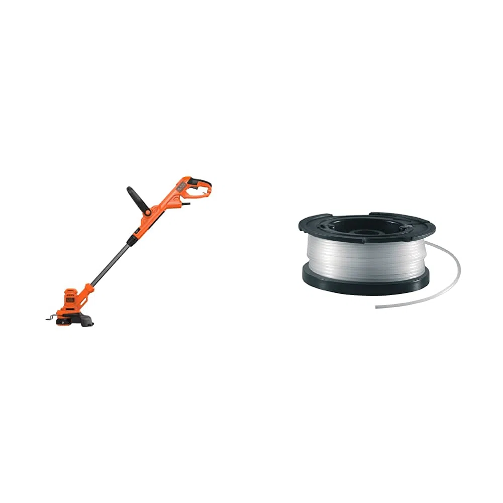 Black+Decker BESTA525 Elektro-Rasentrimmer/Rasenkantenschneider 230 V, Schwarz, 25 cm + vollautomatische Einzelfadenspule (für Rasentrimmer 10m Länge, 1.5mm Fadendurchmesser) A6481