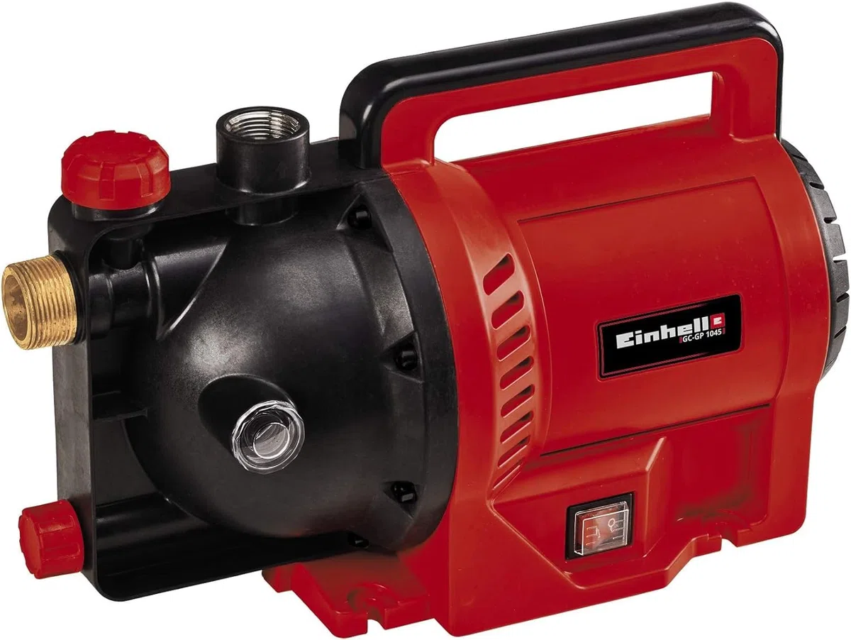 Einhell Gartenpumpe GC-GP 1045 (1.050 W, max. 4500 L/h, max. Förderhöhe 48 m, Wasserfüllanzeige, Wassereinfüllöffnung /-ablassschraube, Frostschutz, Thermoschutz)