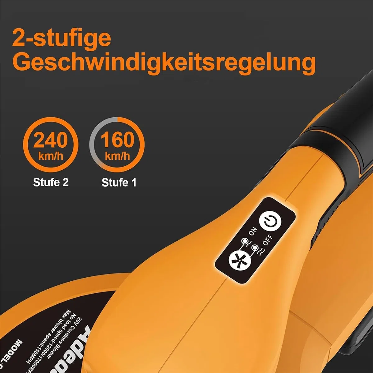 Akku-Laubbläser mit 2 Akkus und Ladegerät, Leicht, 2 Stufen | 240 km/h Luftgeschwindigkeit für schnelles Entfernen von Laub und Schmutz