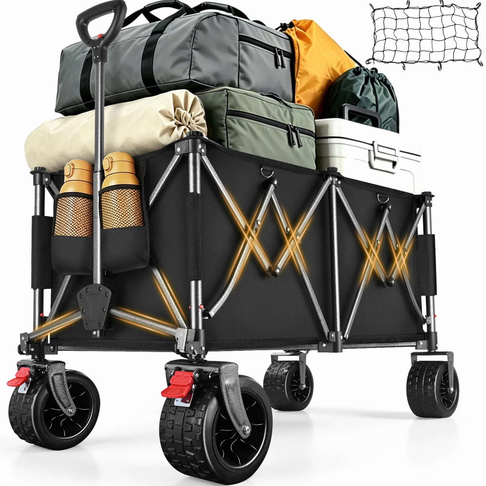 YEAUPE PRO Bollerwagen Faltbar 260L 250KG Handwagen mit Bremsen 17x10 cm Reifen All Terrain