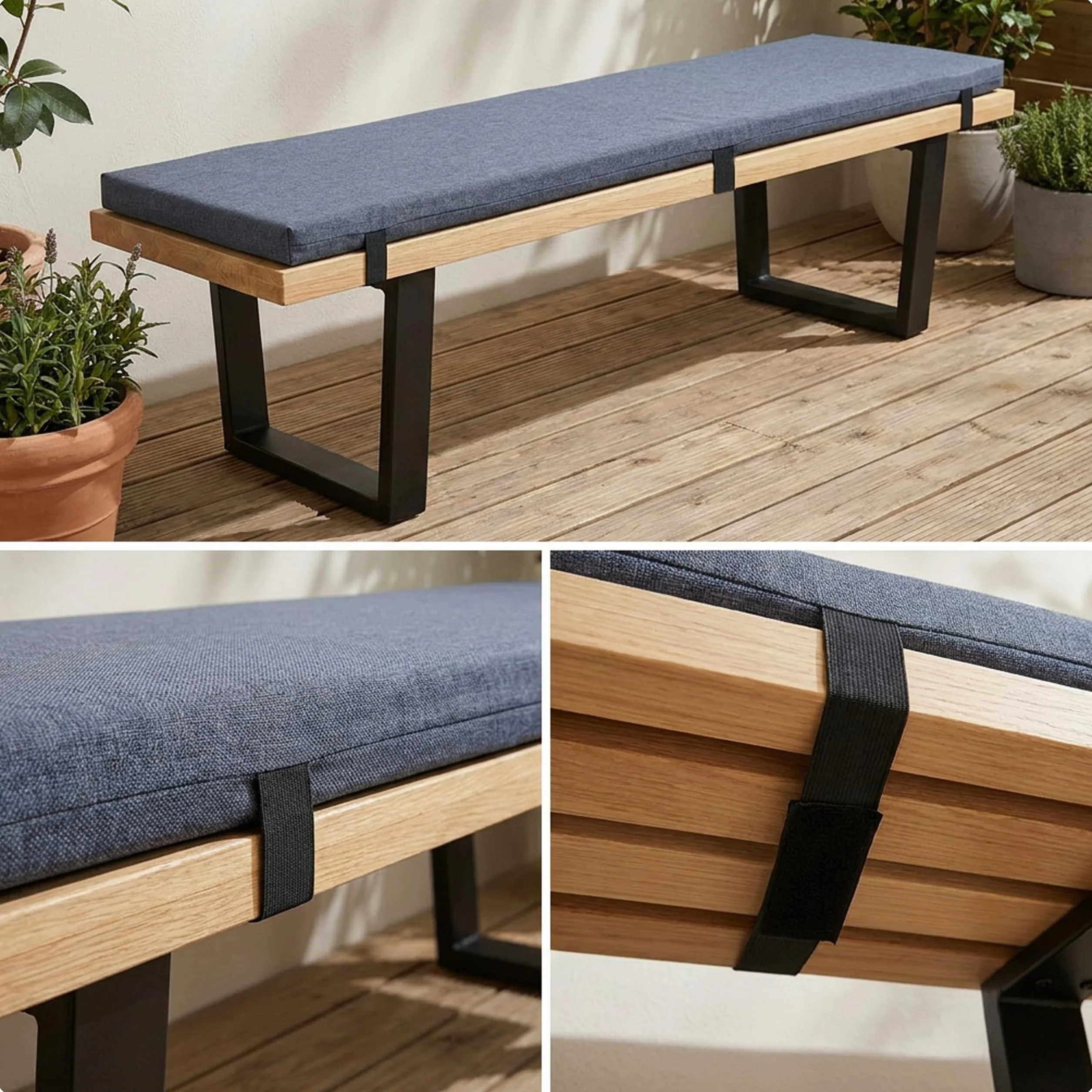 Garronda Bankauflage wasserabweisend 140x40 cm ca. 4 cm dick Sitzkissen Outdoor für Gartenbank und Hollywoodschaukel Polster Auflage für Sitzbank UV-beständig mit Bändern GD-0220 Grün