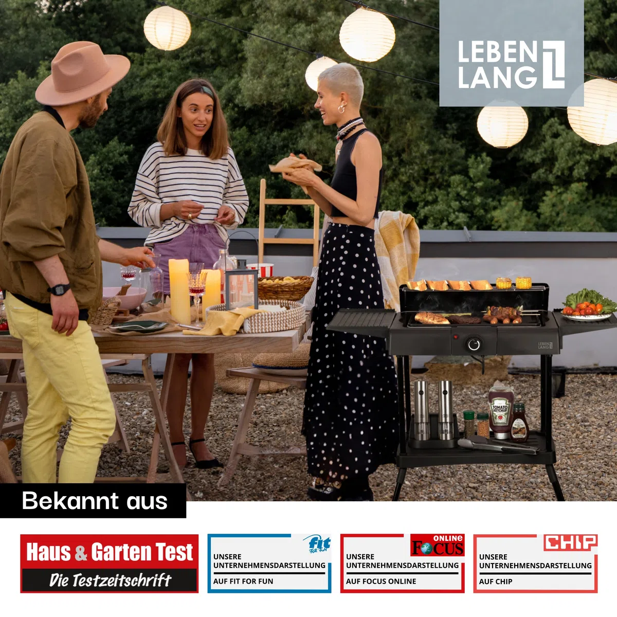 LEBENLANG 2in1 Elektrogrill Tischgrill elektrisch - Inkl. Standfuß & Grillzange I Elektro Grill für Draußen & Drinnen Balkon Tisch 2000W I Electric Grills Elektrische Tischgrills BBQ Balkongrill