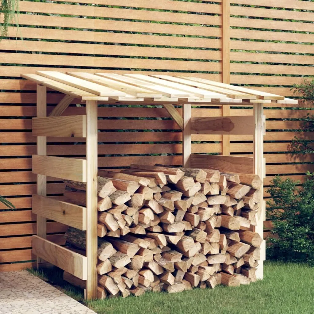 vidaXL 3X Kiefernholz Imprägniert Pergola mit Dach Unterstand Überdachung Kaminholzregal Brennholzregal Feuerholzregal Garten 100x90x100cm