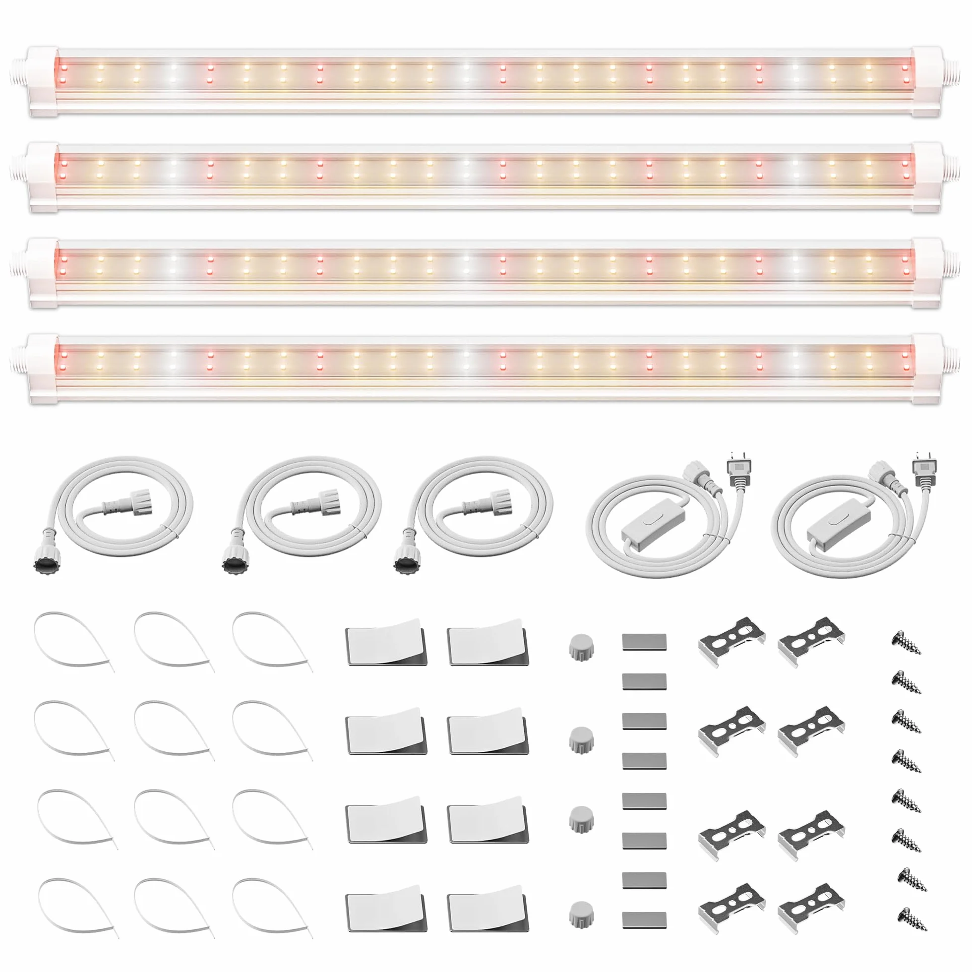 Spider Farmer Pflanzenlampe LED Vollspektrum(3000K+5000K+660nm), 40W (4x10W,Äquivalent 200W) mit 3 Helligkeitsstufen & Verkettungsfunktion, IP65 Wasserdicht, für Zimmerpflanzen, 30.5cm Länge, 4er-Set