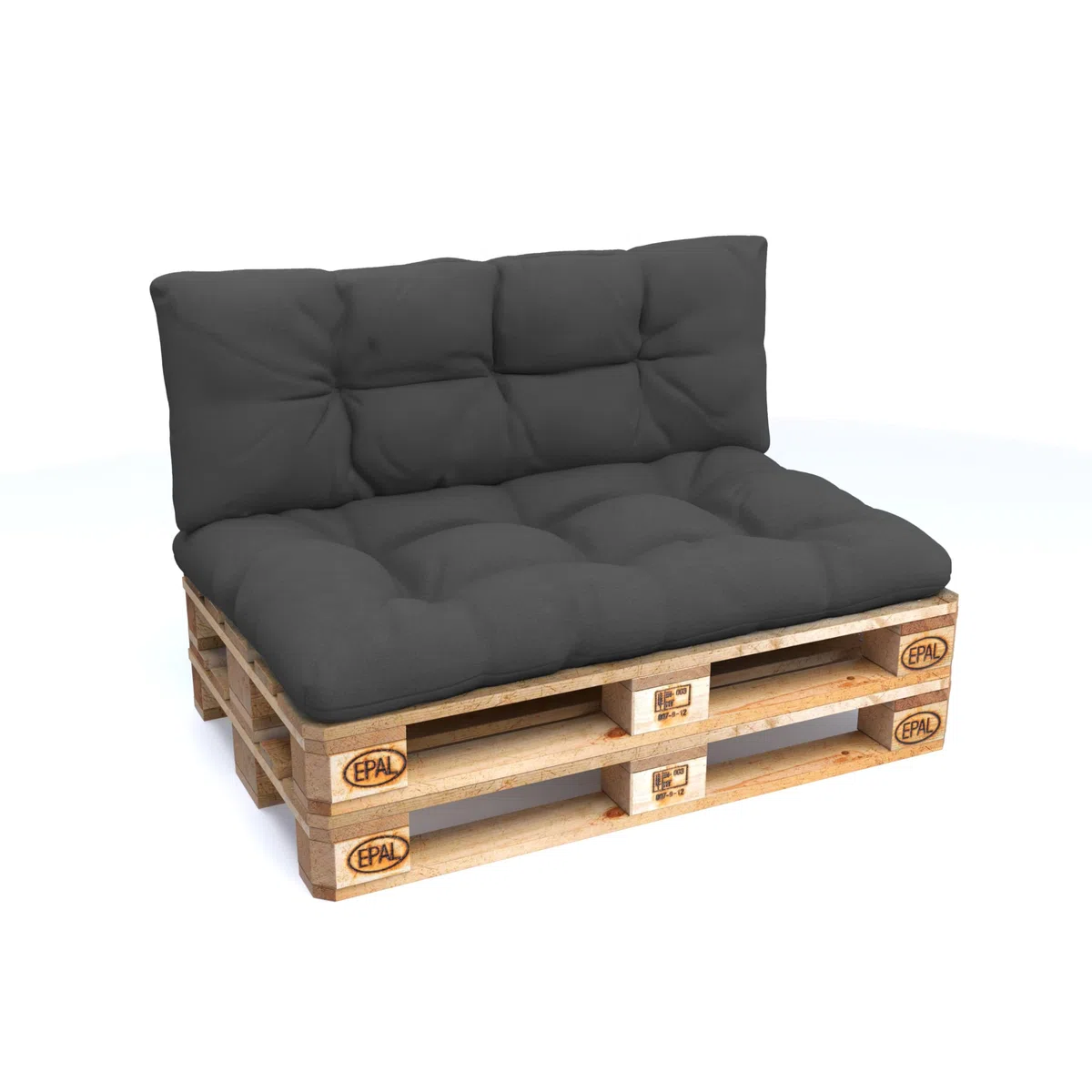 POKAR Palettenkissen Wasserabweisend Palettenauflagen Palettenmöbel Palettensofa 2er Set: Sitzkissen 120x80 + Rückenlehne 120x40, Anthrazit
